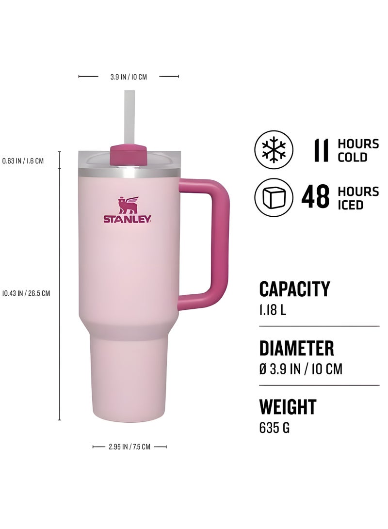 Stanley STANLEY Quencher H2.0 Flowstate Tumbler 1.2L | Metal Water Bottle with Straw, Handle & Lid | Keeps Cold for 11 Hours | Keeps Iced for 48 Hours | Dishwasher Safe | Travel Mug for Cold Drinks | 1-Pack (Flamingo Pink)  - Image 2