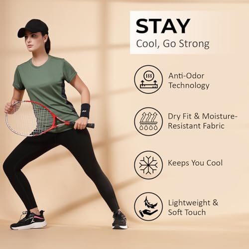 CHKOKKO Gym Tshirt for Women Workout Dry Fit t Shirt Sports Tshirt Lightweight Round Neck Breathable Half Sleeve Activewear Mesh Running Yoga Tops for Woman LightGreen XXL - Image 2