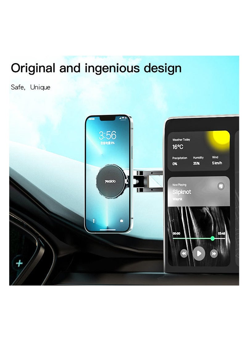 Yesido Monitor Mobile Holder for Car, Adjustable Angle, Magnetic, Cable Clamp, Fits Up To 15.5 Inches, Yesido C155 - Black  - Image 2