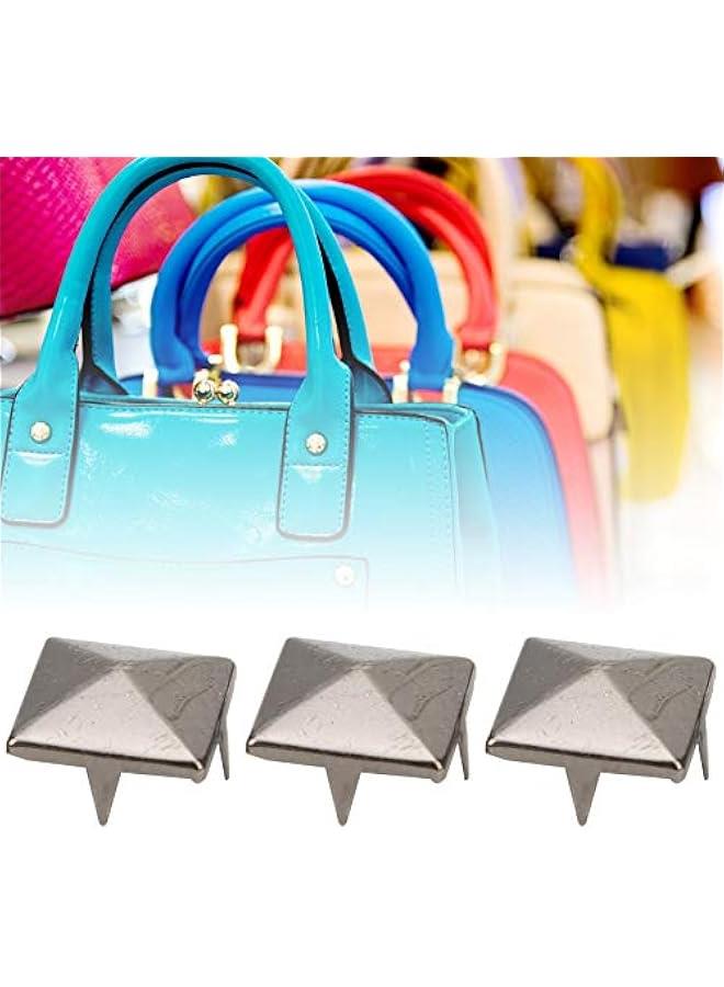 100pcs Pyramid Punk Rivets 4 Claw Metal Studs Metal Pyramid Studs Handicraft DIY Punk Spikes Spots Studs Accessories for Bracelets Clothing Shoes Handbag(10MM-Gray)  - Image 2