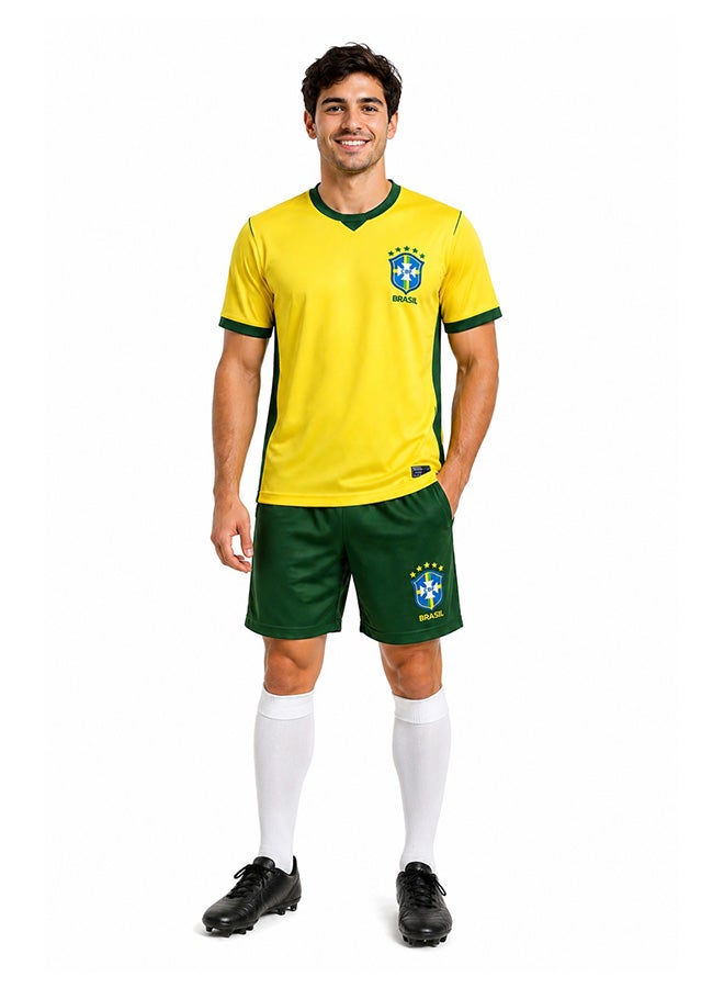 Toyland Men’s Brazil 2026 World Cup Home Jersey Kit – Football Shirt & Shorts Set-Medium - Image 2