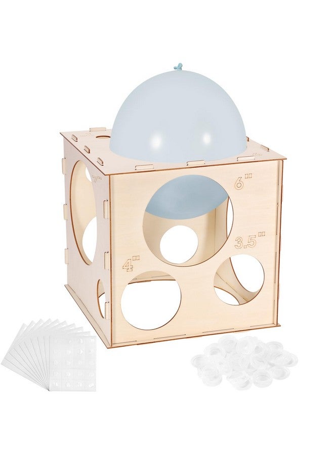 بليلي أداة قياس حجم البالونات الخشبية القابلة للطي ذات 14 فتحة، أداة قياس حجم البالونات مقاس 1-10 بوصة، مقاس البالونات مع نقاط غراء البالونات وحلقات مطاطية للحفلات وأعمدة البالونات وتزيين البالونات والاحتفالات - Image 1