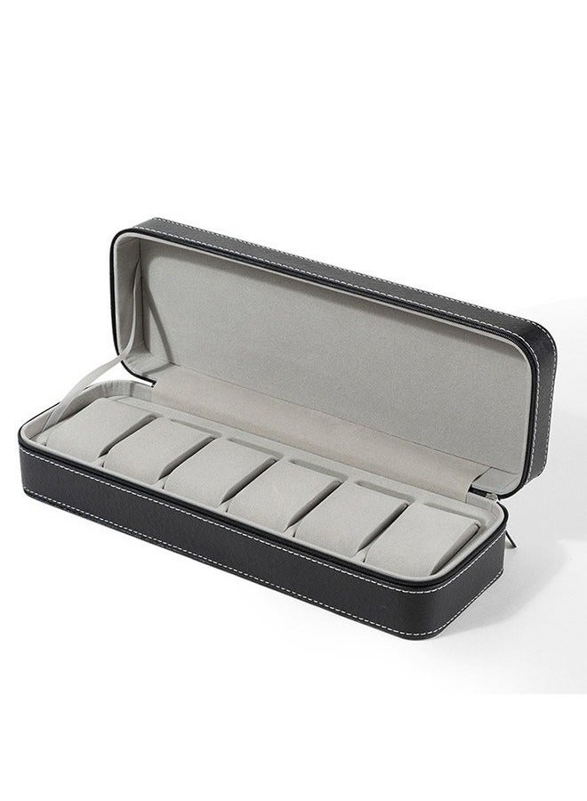 BLOOMING TIME 6 Grid Watch Storage Box, Zipper Type, Waterproof - Image 1