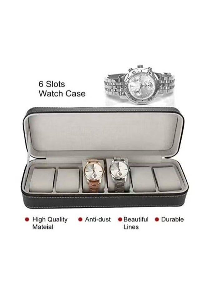 BLOOMING TIME 6 Grid Watch Storage Box, Zipper Type, Waterproof - Image 2