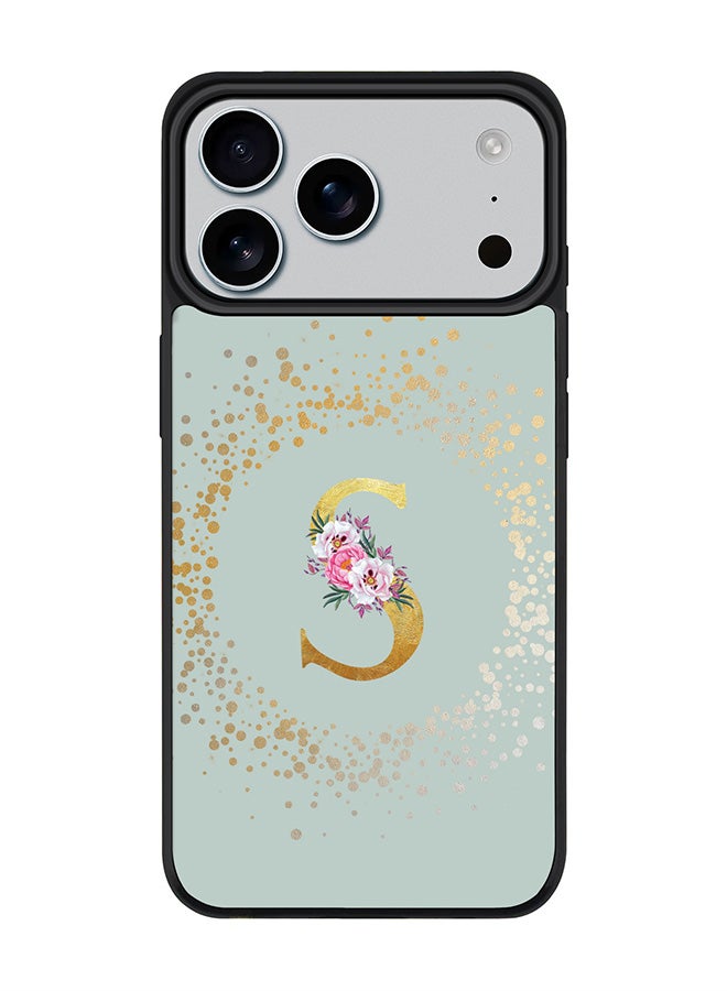 Stylizedd iPhone 17 Pro Max Case, [Compatible with MagSafe] Slim Magnetic cover Phone Case iPhone 17 Pro Max -Custom Monogram Floral - S  (Light Grey ) - Image 1