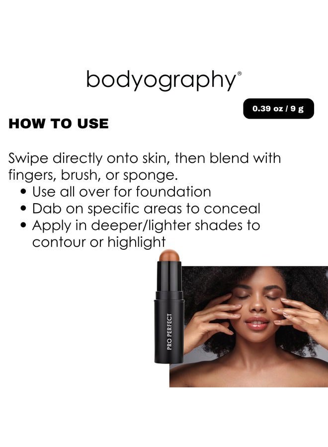 Bodyography Pro Perfect Foundation Stick - Demi-Matte Finish with A Natural Look - Enhancer for Concealing, Highlighting, and Contouring - Vitamin C & E (Cream) - Image 5