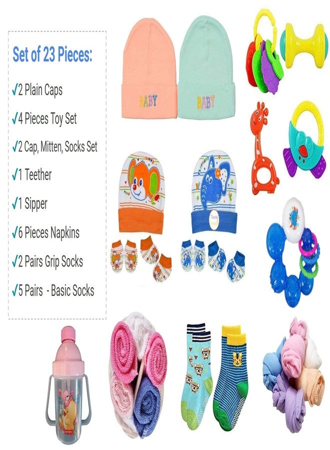 Unique Ideas New Born Baby Gift Set for 0-6 Month Baby (Clothes, Feeding, Bag and Toys) (23 Piece Set (Standard)) - Image 2