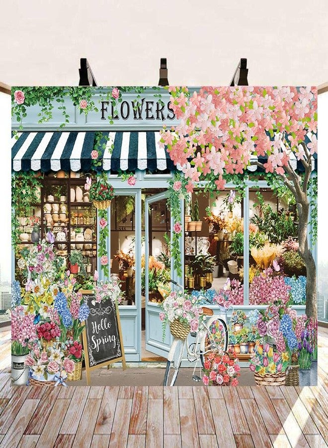 RUYI Flowers Shop Backdrop for Photography 7x5FT Spring Florals Butterfly Tea Party Background Hello Spring Banner Decorations Supplies Photo Props - Image 2