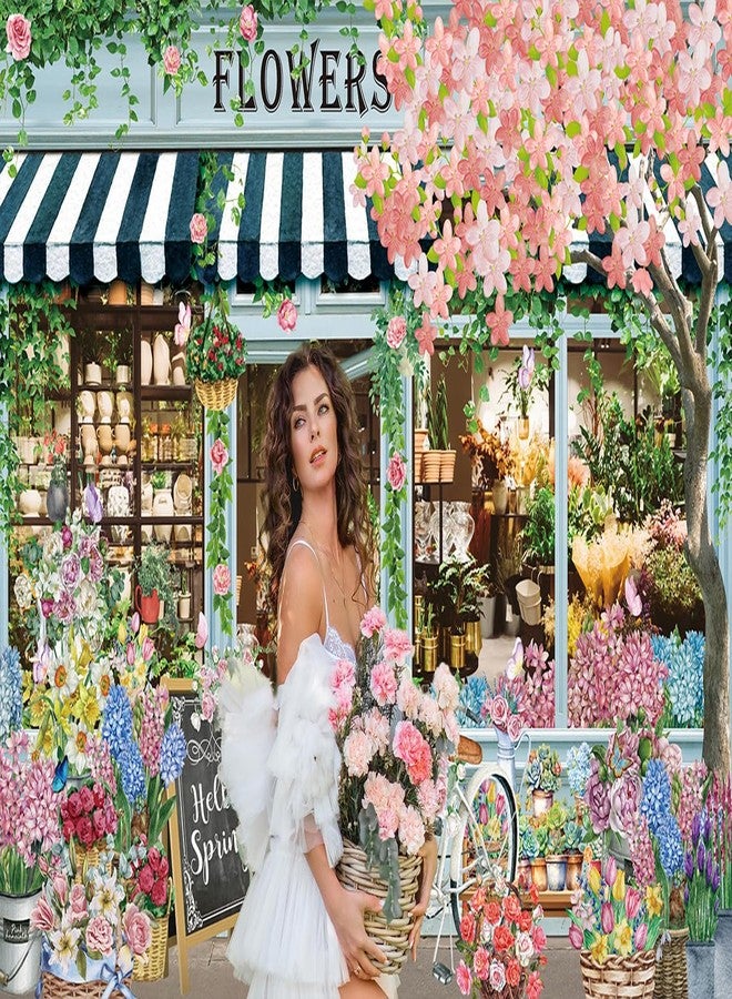 RUYI Flowers Shop Backdrop for Photography 7x5FT Spring Florals Butterfly Tea Party Background Hello Spring Banner Decorations Supplies Photo Props - Image 3