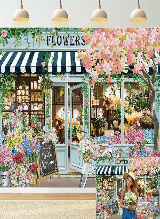 RUYI Flowers Shop Backdrop for Photography 7x5FT Spring Florals Butterfly Tea Party Background Hello Spring Banner Decorations Supplies Photo Props - Image 1