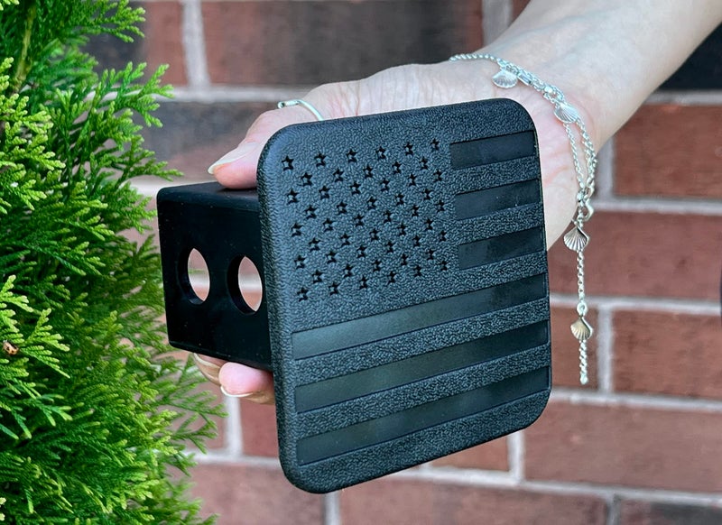 eVerHitch 2" American Black Flag Trailer Hitch Cover Plug for 2 Inch Hitch Receivers - Image 1
