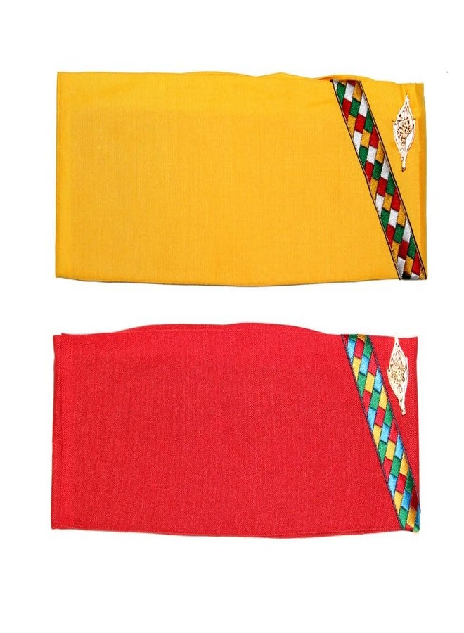 MIKONIKO Cotton Uttarakhand Pahadi Topi, Brahmakamal Uttarakhand Cap, Himachali Cap (Set of 2),Red|Yellow - Image 2