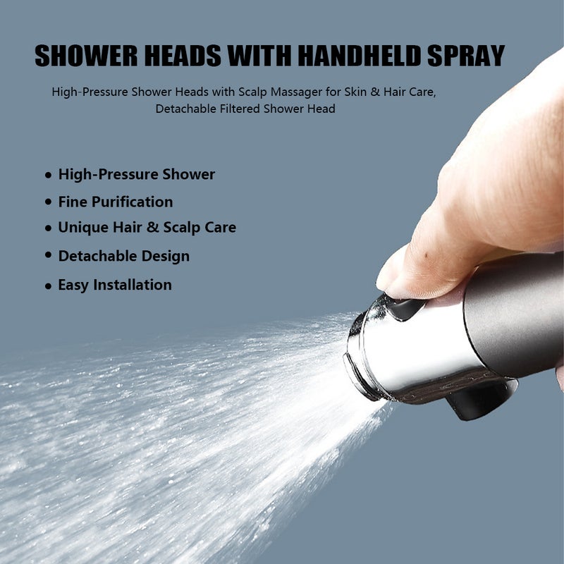 High-Pressure Shower Heads with Scalp Massager for Skin & Hair Care, Detachable Filtered Shower Head - Image 5