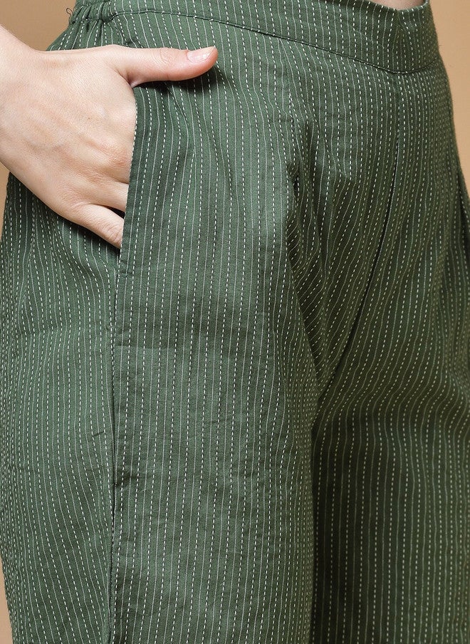 Indibelle Striped Pure Cotton Kurta with Trouser Set - Image 3