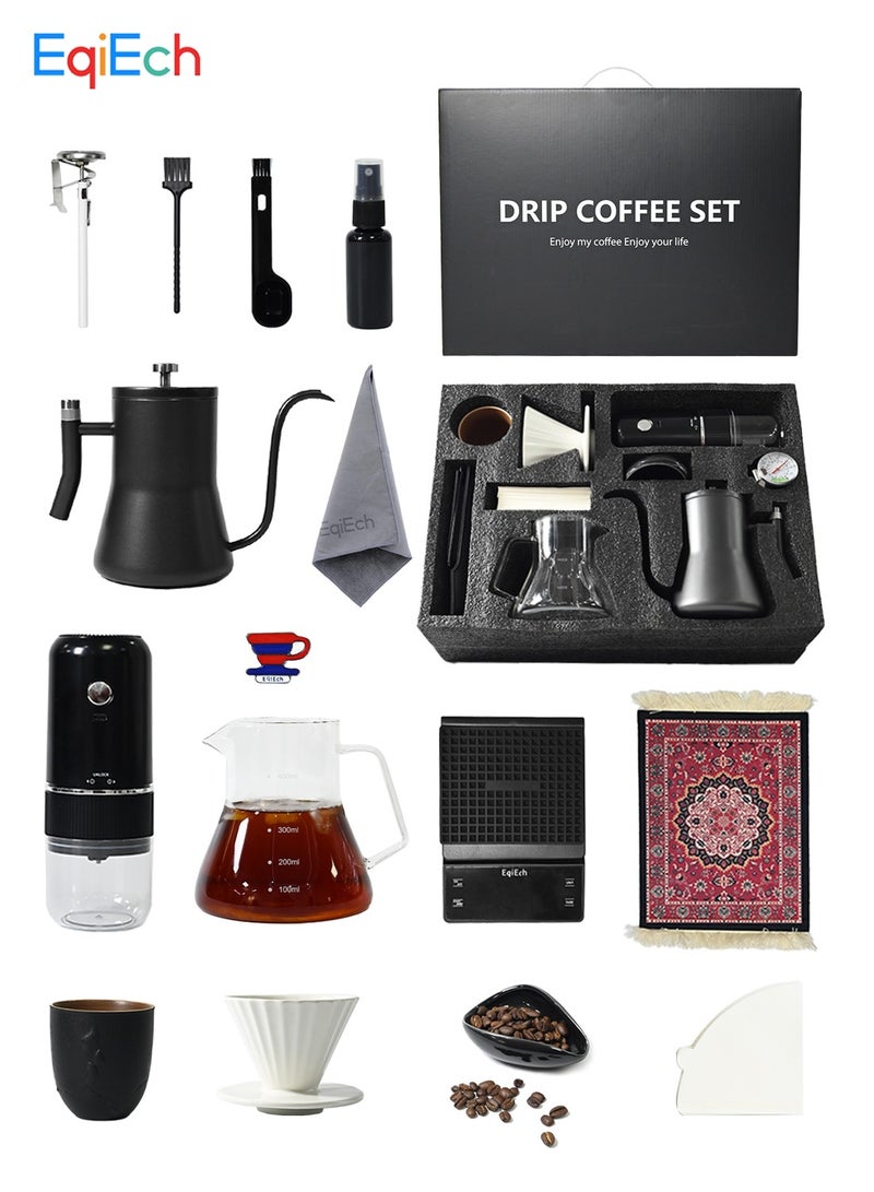 EqiEch V60 Set 15 Piece Electric Coffee Grinder Drip Coffee Maker Set With Gift Box - Image 3