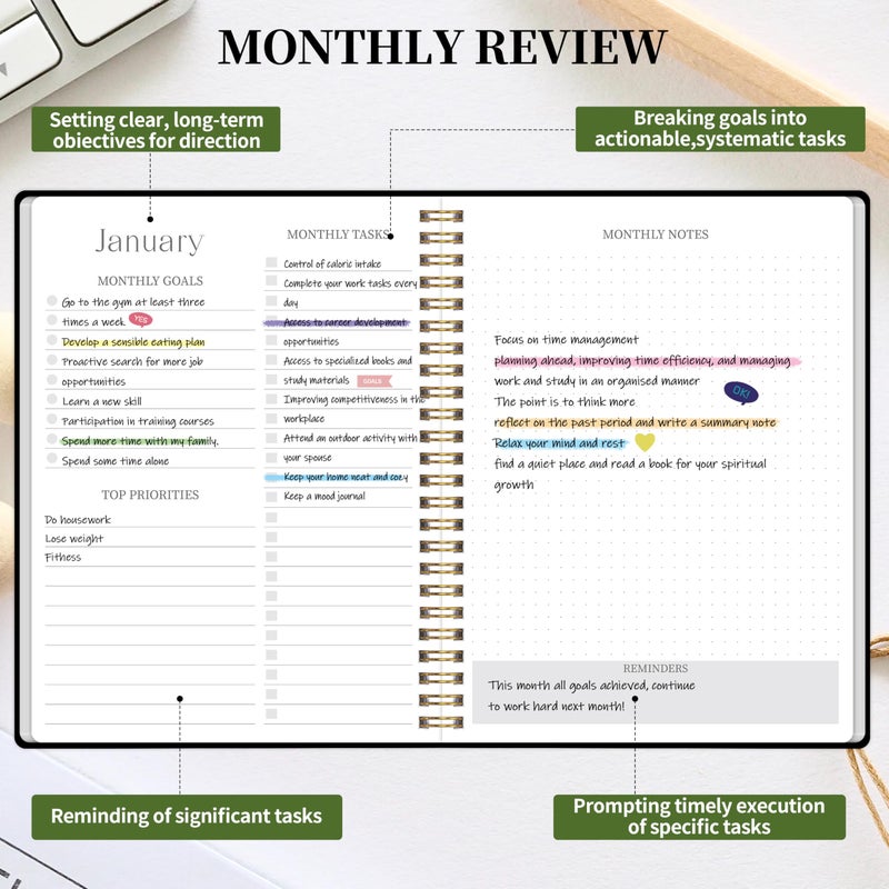 Kamoy 2026-2027 Monthly Planner - Jan.2026 - Dec. 2027, 2 Year Calendar 2026-2027 Monthly Planner, 7.5" x 10", 24 Months Calendar Planner with Note Pages, Twin-wire Binding, for Office, School Home Planning - Black - Image 4