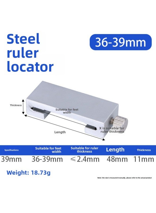Steel Ruler Locator, Backer, Fixed Slider, Special Positioning Block For Woodworking Line, Steel Ruler Limit Block-Model:Silver-steel Ruler Positioning Block [39mm] - Image 1