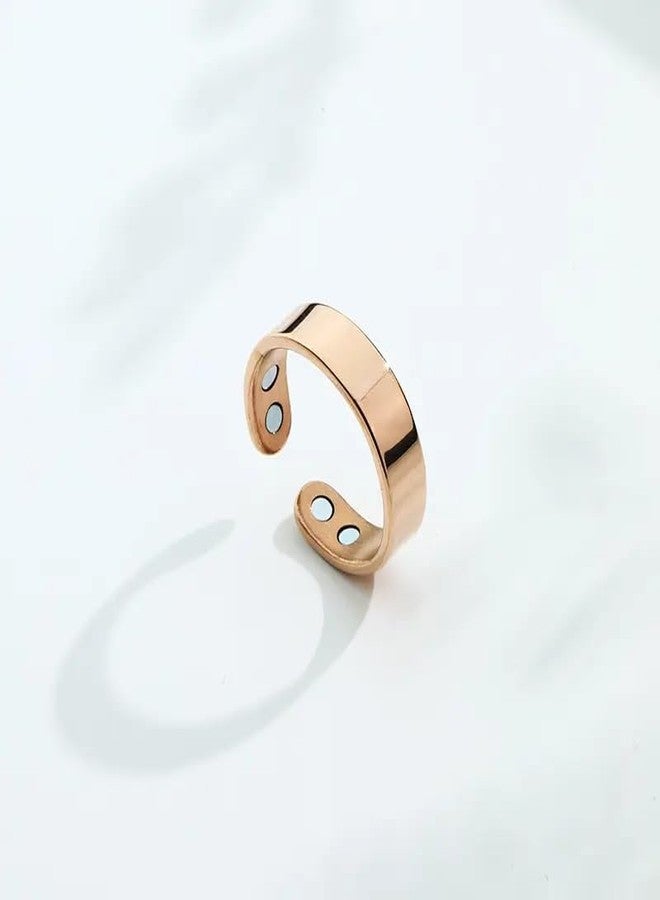 Magnetic Health, Adjustable Opening, Therapeutic Magnetic for Blood Flow, Arthritis, and Joint Pain Relief Ring (2, Rose Gold)