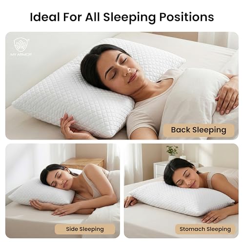 MY ARMOR Adjustable Shredded Memory Foam Pillow with Extra Filling | 350 GSM Antimicrobial Cover | 16" x 24" - 1 Piece - Image 4