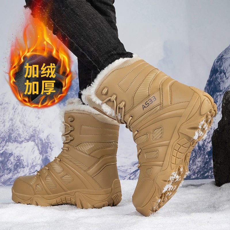 New Outdoor Off-Road Fleece-Lined Men'S Thickeneded Warm Camping Style Adventure Hiking Workwear Tactical Boots - Image 4
