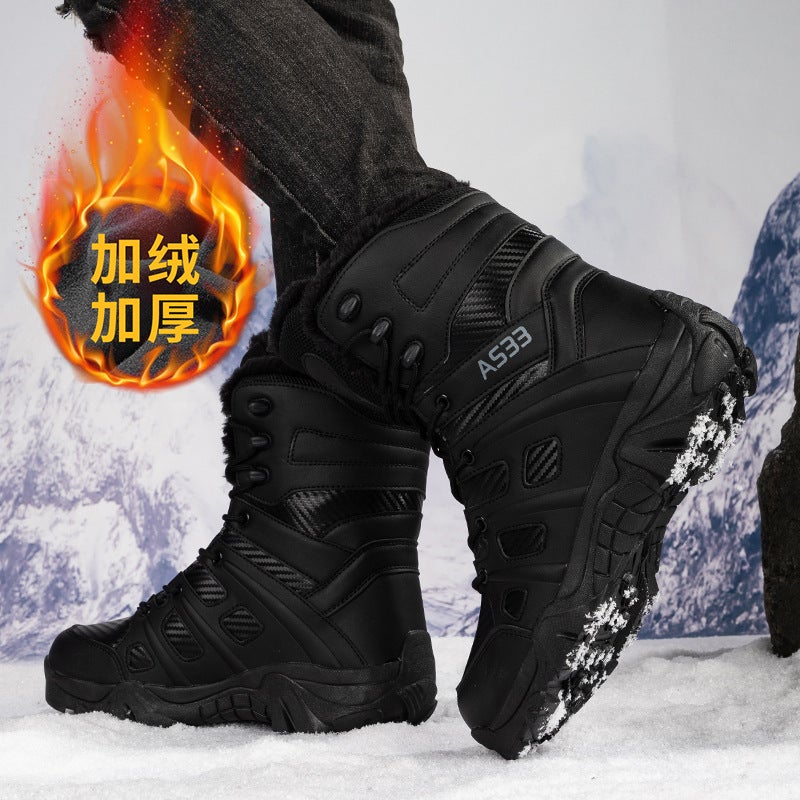 New Outdoor Off-Road Fleece-Lined Men'S Thickeneded Warm Camping Style Adventure Hiking Workwear Tactical Boots - Image 5