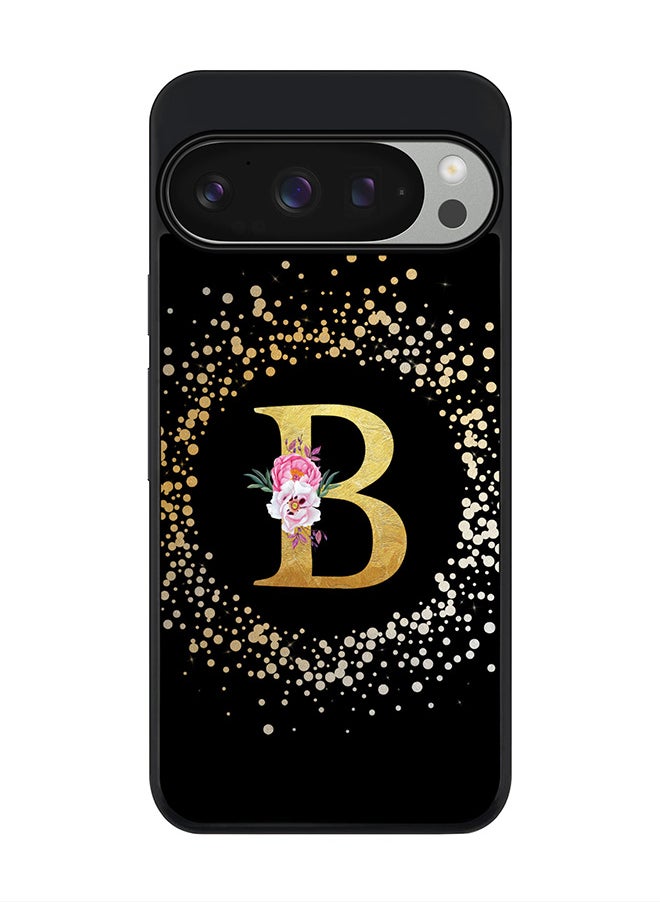 Stylizedd For Google Pixel 9 Pro Case,Slim fit Camera Protection, Shockproof Thin Phone cover - Custom Monogram Floral - B ( Black )  - Image 1