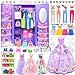 VLUSSO 75 Pack Doll Clothes and Accessories with Doll Closet for 115 Inch Doll Fashion Design Kit Girl Doll Dress Up Including Wedding Dress Fashion Dress Outfits Tops and Pants Shoes Hangers Bags Necklaces - Image 2