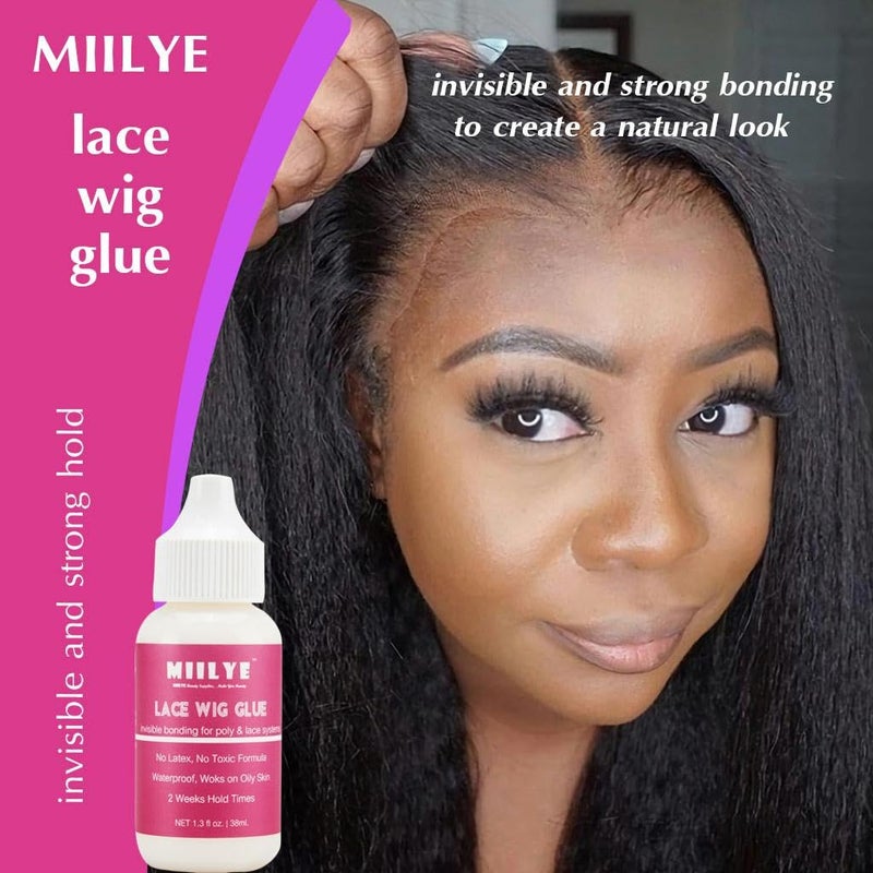 MIILYE Lace Wig Glue - Strong Hold, Waterproof & Sweat Proof, Bonding Adhesive for Lace Wigs, White - Image 3