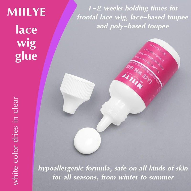 MIILYE Lace Wig Glue - Strong Hold, Waterproof & Sweat Proof, Bonding Adhesive for Lace Wigs, White - Image 4
