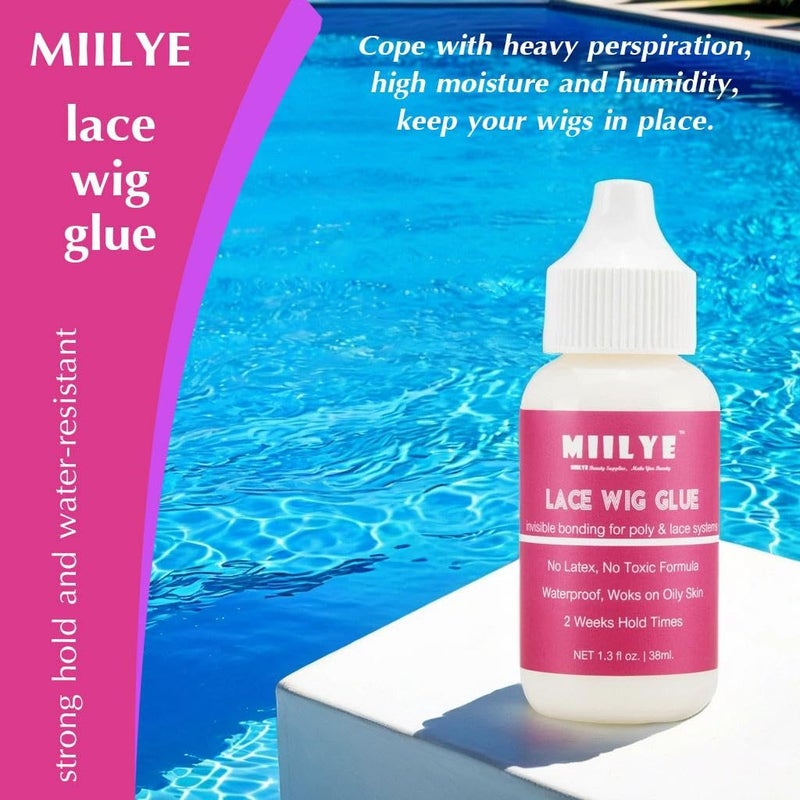 MIILYE Lace Wig Glue - Strong Hold, Waterproof & Sweat Proof, Bonding Adhesive for Lace Wigs, White - Image 2