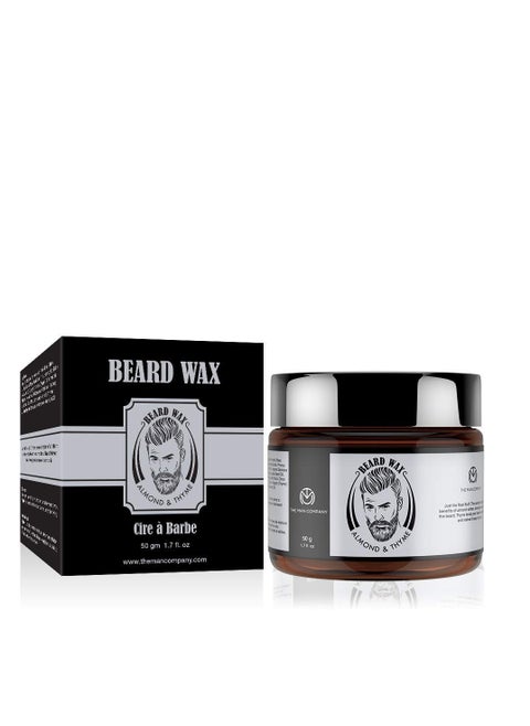 The Man Company Beard Wax Softener Beard Styling For Men with Almond and Thyme Oil For Growing Beard Faster Softer and Smoother Beard - 50gm