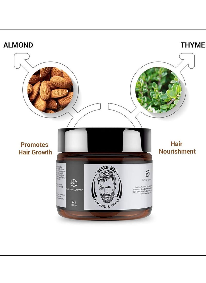 The Man Company - The Man Company Beard Wax Softener Beard Styling For Men with Almond and Thyme Oil For Growing Beard Faster Softer and Smoother Beard - 50gm - Image 1