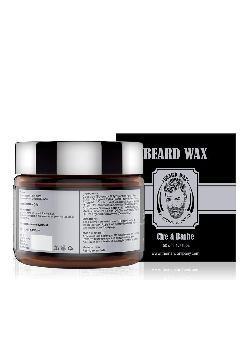 The Man Company - The Man Company Beard Wax Softener Beard Styling For Men with Almond and Thyme Oil For Growing Beard Faster Softer and Smoother Beard - 50gm - Image 1