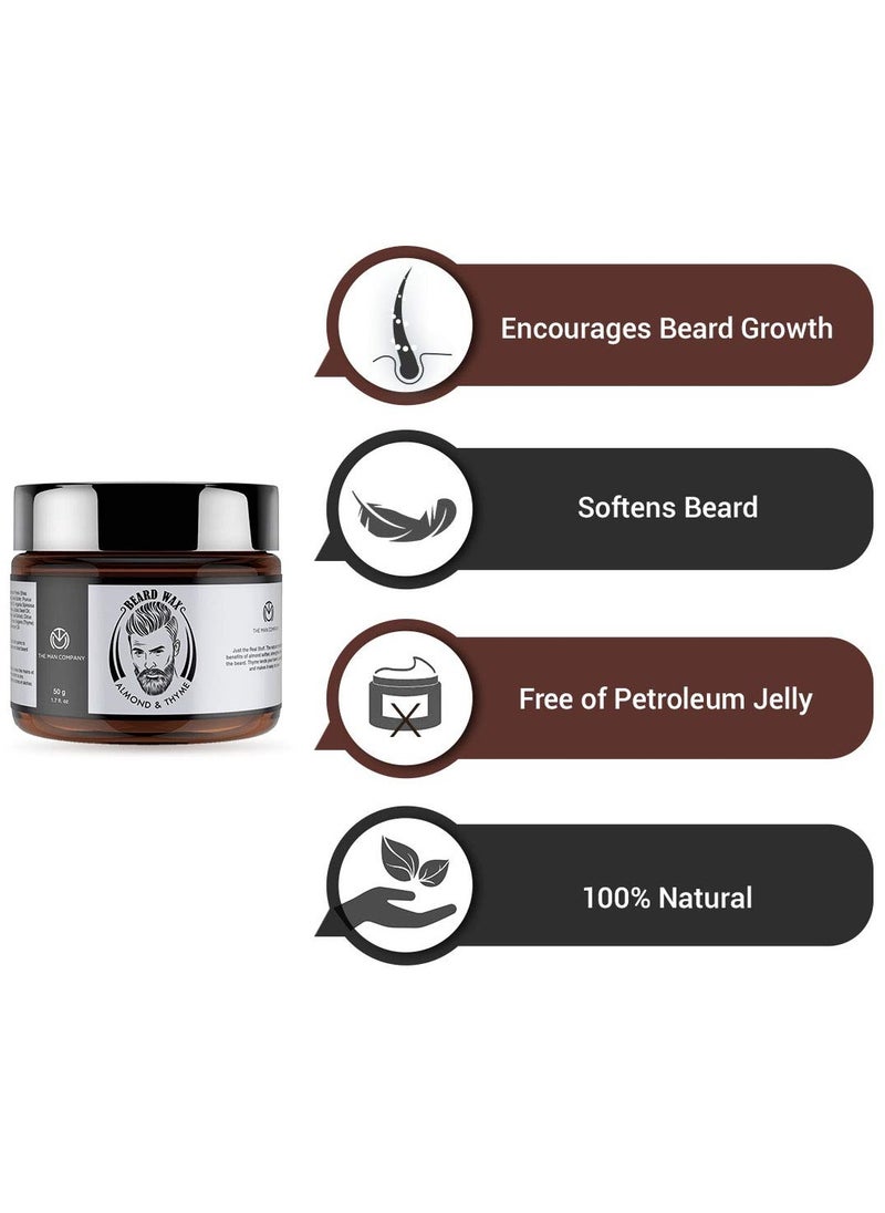 The Man Company - The Man Company Beard Wax Softener Beard Styling For Men with Almond and Thyme Oil For Growing Beard Faster Softer and Smoother Beard - 50gm - Image 1