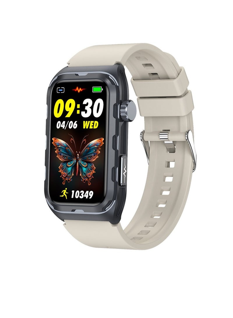 TK79 Smart Watch, Magnetic Charging Smart Health Sports Bracelet, Lightweight Fitness Tracker Watch With ECG Heart Rate Blood Oxygen Measurement, (1pc, Beige) - Image 1