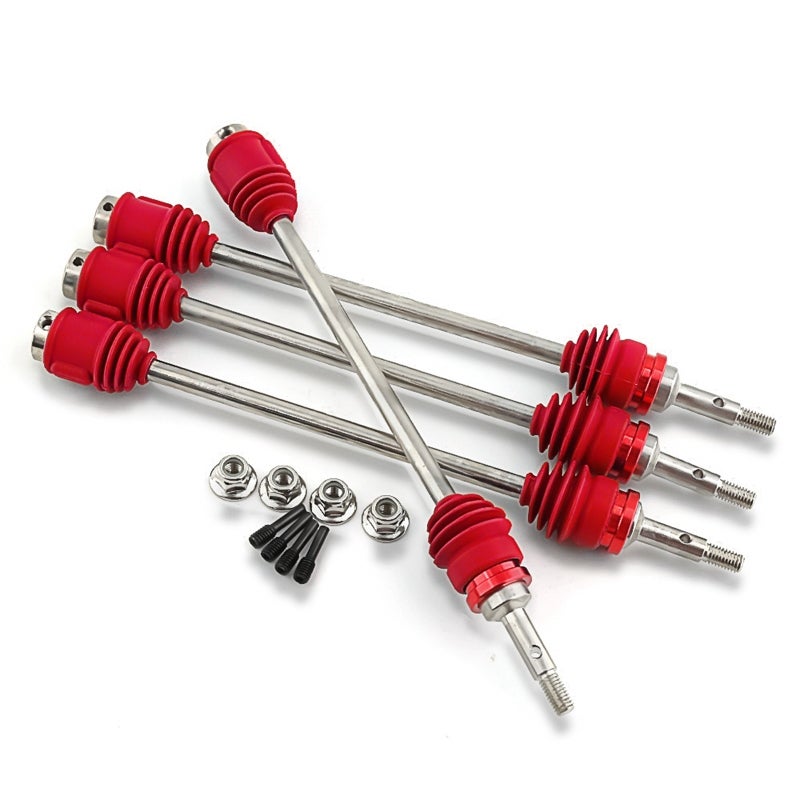 Steel Drive Shaft 4PCS Red Durable Upgrade - Front Rear Driveshaft Replacement for Traxxas E-Revo E-Maxx T-Maxx Revo 1/10 Remote Control Cars - Image 3