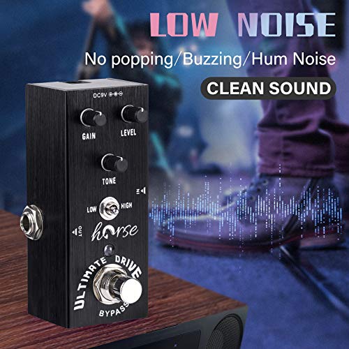 Horse Guitar Pedal, Horse Electric Ultimate Overdrive Guitar Effects Pedals Mini Single Type DC 9V True Bypass (Black) - Image 3