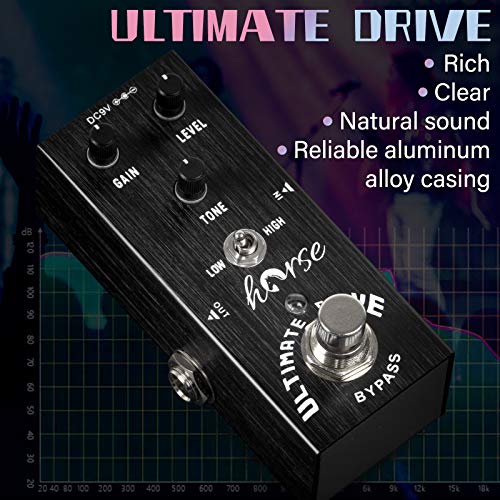 Horse Guitar Pedal, Horse Electric Ultimate Overdrive Guitar Effects Pedals Mini Single Type DC 9V True Bypass (Black) - Image 5