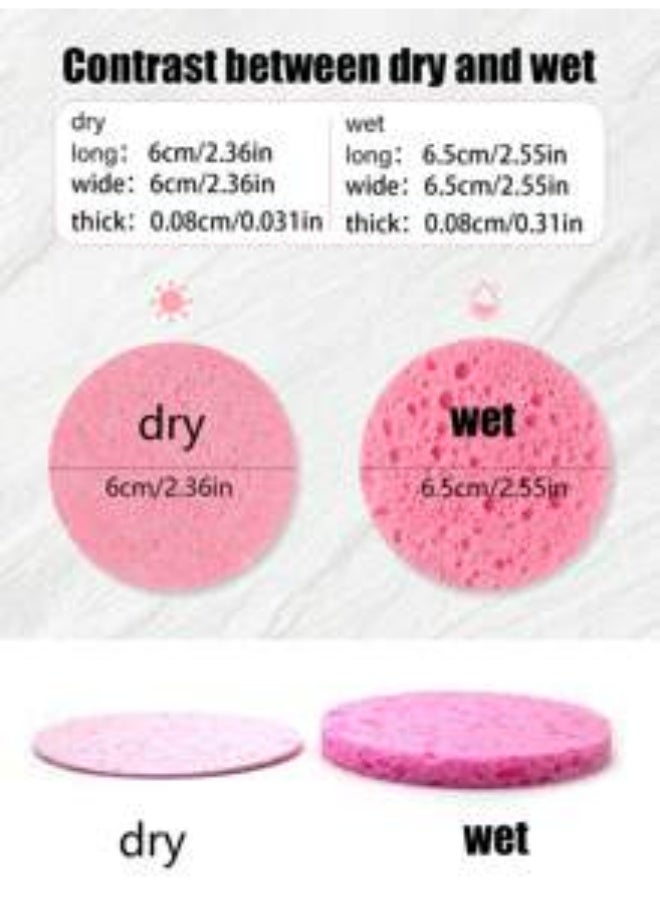 KHAJUL 20-Count Facial Sponges Compressed Natural Cellulose Sponge Round Shape Face Sponge for Face Cleansing Exfoliating and Makeup Removal, Pink - Image 2