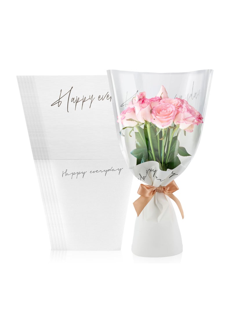 Zikra 100 Pcs Flower Wrapping Bags 11 x 5.1 x 17.3in Kraft Paper Flower Sleeves for Bouquet Clear Flower Wrapping Paper Multiple Flower Packaging Bag for Mother's Day Anniversary Wedding (White) - Image 1