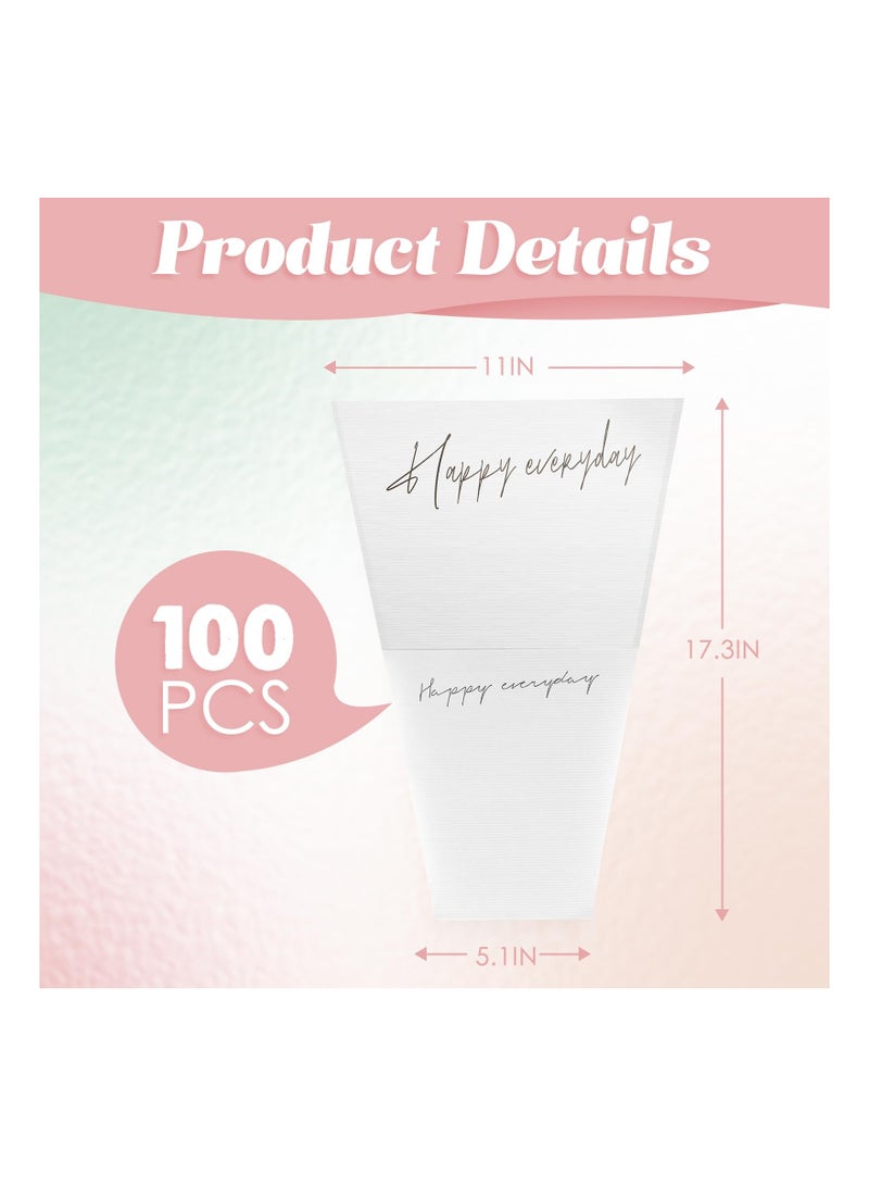 Zikra 100 Pcs Flower Wrapping Bags 11 x 5.1 x 17.3in Kraft Paper Flower Sleeves for Bouquet Clear Flower Wrapping Paper Multiple Flower Packaging Bag for Mother's Day Anniversary Wedding (White) - Image 2