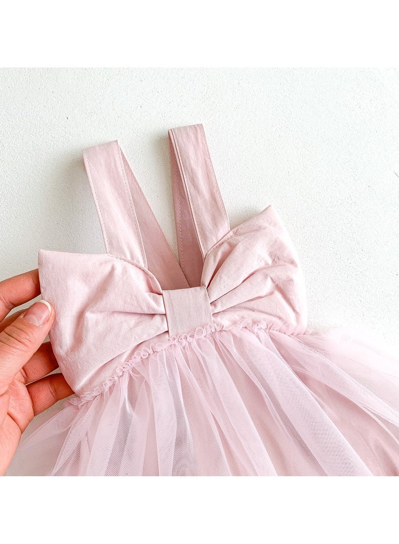 فستان بناتي رضع بتفصيل تول وكشكش – ملابس اطفال مواليد، هدايا مواليد، طقم أميرة ناعم – وردي، مقاس 66سم (0-3 أشهر) - Image 2