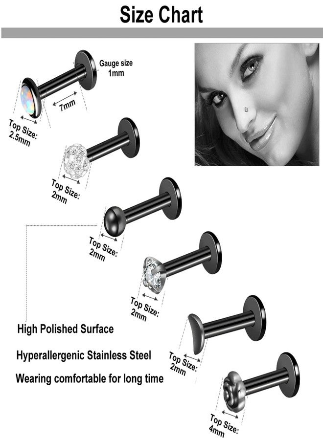ONESING 12-25 Pcs 16G Tragus Earrings for Women Men Cartilage Earrings Labret Stud, Stainless Steel, stainless steel - Image 2