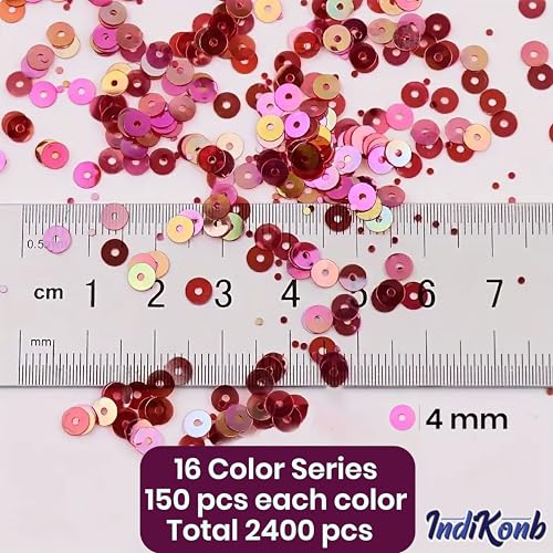 INDIKONB Pastel Pearl Sequins Round Shape Combo Set for Crafts, Multicolour - Image 2