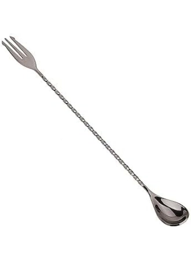 Premium Stainless Steel Cocktail Mixing Spoon with Spiral Handle – 12-Inch Long Bar Spoon for Stirring, Layering & Craft Cocktails | Sleek Professional Mixology Tool - Image 1