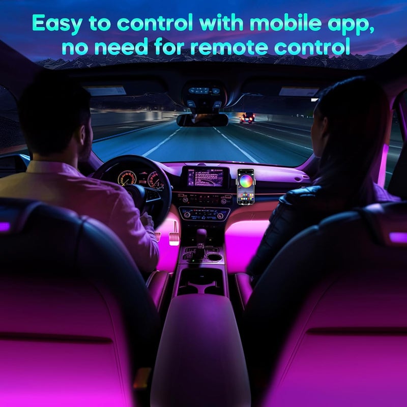 Winzwon Led Lights for Car Accessories Interior, Valentines Day Gifts for Him Her Men Women Teen Boys Girls, APP Control with USB Port Color Change Lights for Truck Decor - Image 5