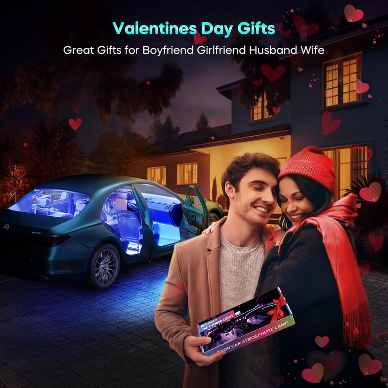 Winzwon Led Lights for Car Accessories Interior, Valentines Day Gifts for Him Her Men Women Teen Boys Girls, APP Control with USB Port Color Change Lights for Truck Decor - Image 2