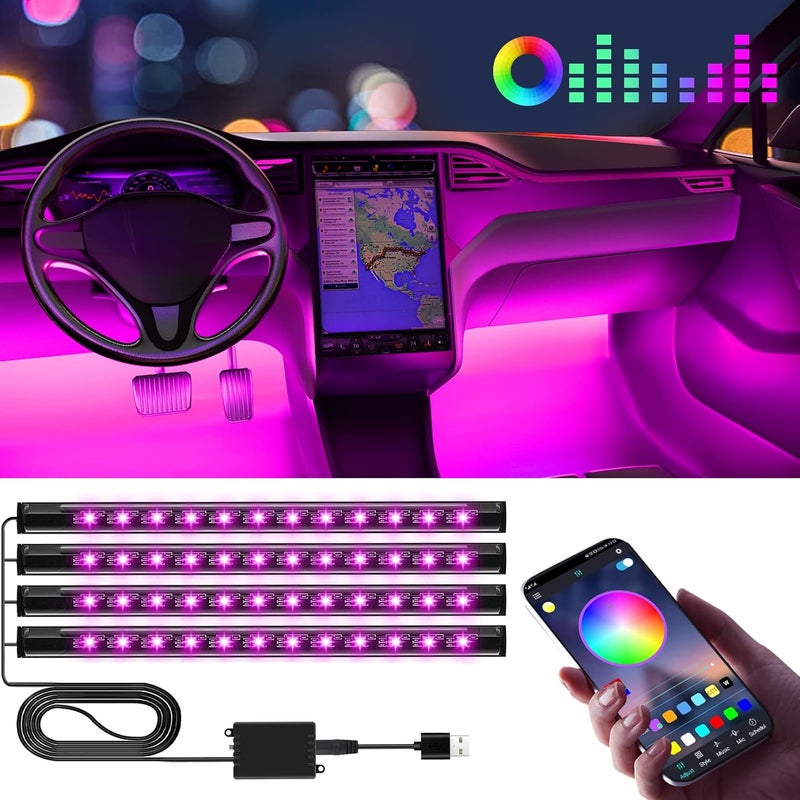 Winzwon Led Lights for Car Accessories Interior, Valentines Day Gifts for Him Her Men Women Teen Boys Girls, APP Control with USB Port Color Change Lights for Truck Decor - Image 1
