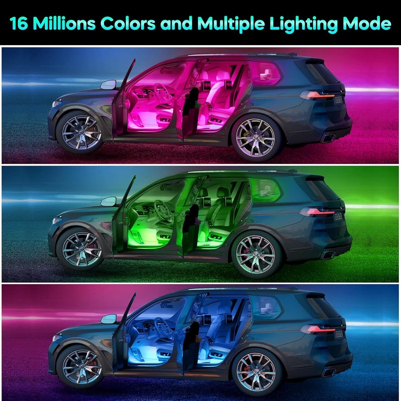 Winzwon Led Lights for Car Accessories Interior, Valentines Day Gifts for Him Her Men Women Teen Boys Girls, APP Control with USB Port Color Change Lights for Truck Decor - Image 3