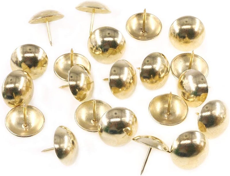 Keadic 100Pcs 1" (25mm) Antique Upholstery Tacks Furniture Nails Pins Assortment Kit for Upholstered Furniture Cork Board or DIY Projects - Gold - Image 5